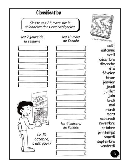 Le calendrier (4e/5e) - On les classe !