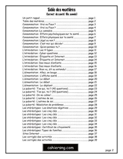 Carnet de santé (6e année) - PDF – Image 2