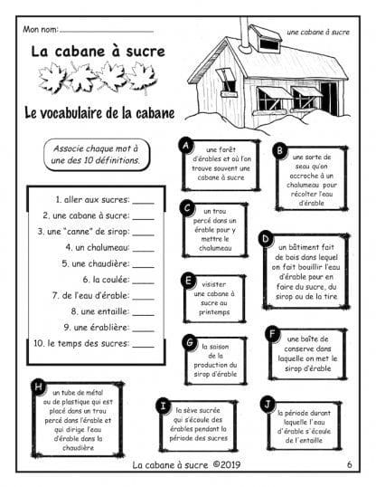 La cabane à sucre - Vocabulaire