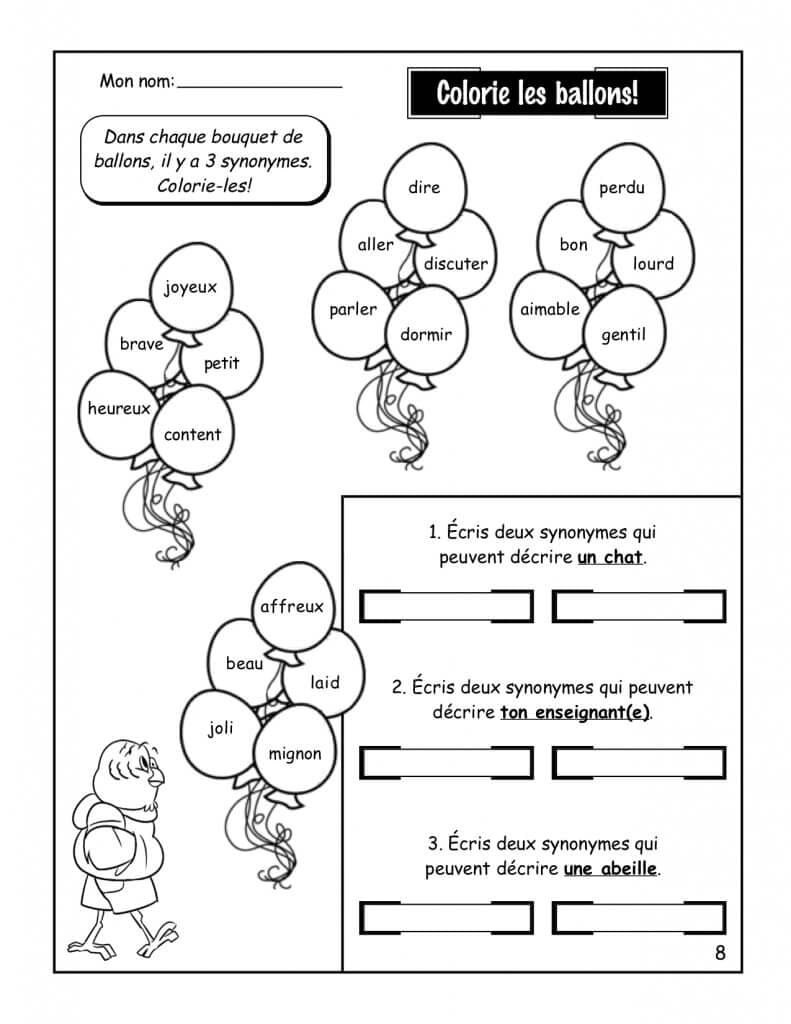 C est Quoi Un Synonyme 5e 6e Fiches Reproductibles Pour 