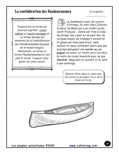 Les Premières Nations (5e/6e) - Jamie dans le canot
