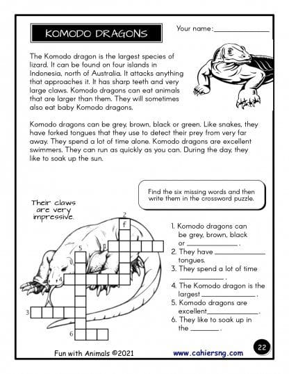 Fun with animals (Grades 2/3) - Komodo dragons