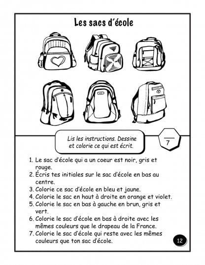 La rentrée (3e/4e) - Les sacs