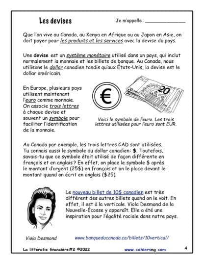 La littératie financière #2 - (7e/8e) - NOUVEAUTÉ !! – Image 3