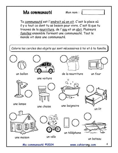 Ma communauté (1re/2e) - Objets importants