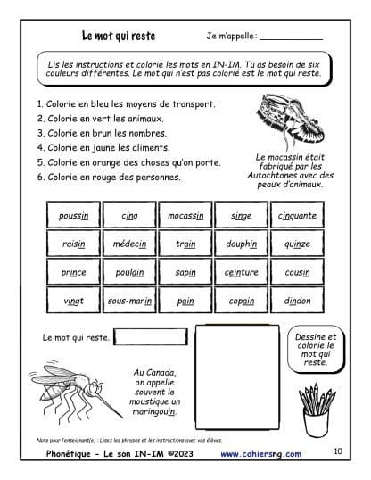 Phonétique - Le son IN-IM  (2e/3e années) - NOUVEAUTÉ ! – Image 3