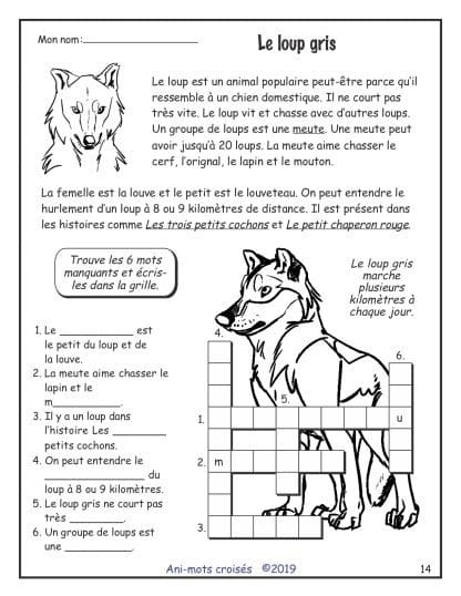 Les ani-mots croisés (2e/3e) - Le loup