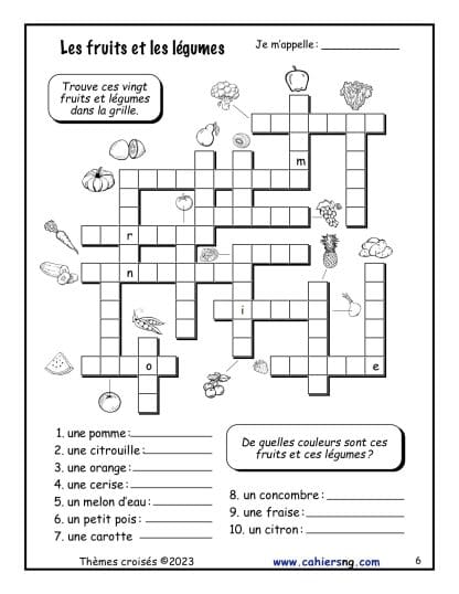 Thèmes croisés (4e) - Fruits et légumes